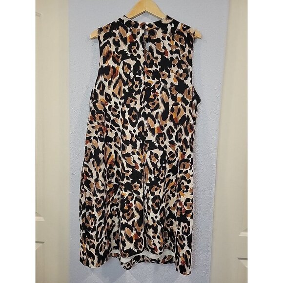 Lux II Dress‎ Size 20 Black Brown Animal Print Front Back Keyhole Sleeveless - Picture 4 of 7